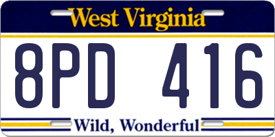 WV license plate 8PD416
