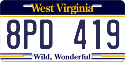 WV license plate 8PD419
