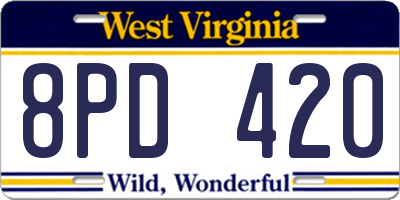 WV license plate 8PD420