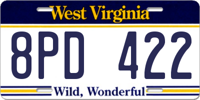 WV license plate 8PD422