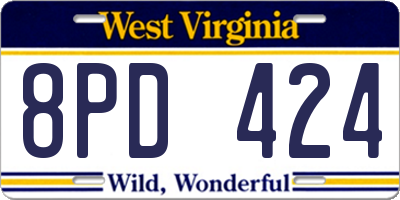 WV license plate 8PD424