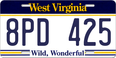 WV license plate 8PD425