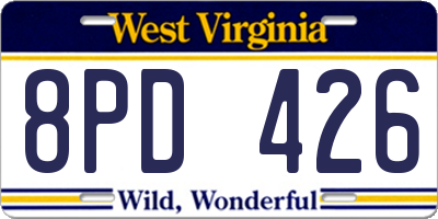 WV license plate 8PD426