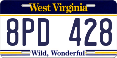 WV license plate 8PD428