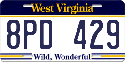 WV license plate 8PD429