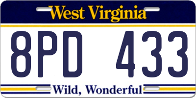 WV license plate 8PD433