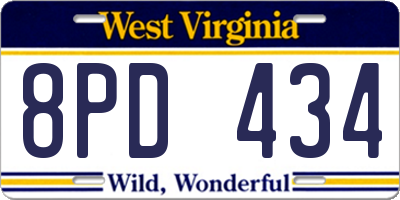 WV license plate 8PD434
