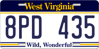 WV license plate 8PD435