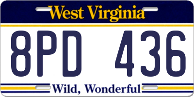 WV license plate 8PD436