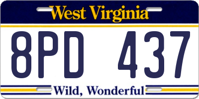 WV license plate 8PD437