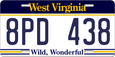 WV license plate 8PD438