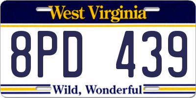 WV license plate 8PD439