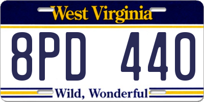WV license plate 8PD440