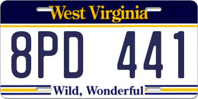 WV license plate 8PD441