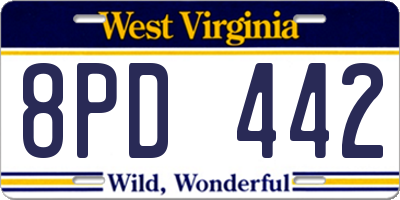 WV license plate 8PD442