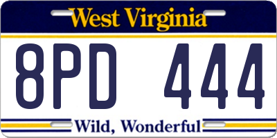 WV license plate 8PD444