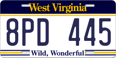 WV license plate 8PD445