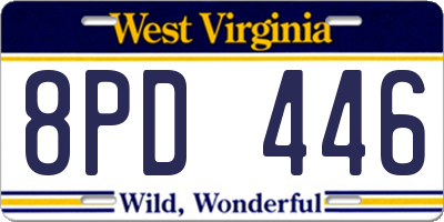 WV license plate 8PD446