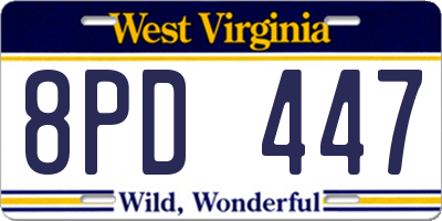 WV license plate 8PD447