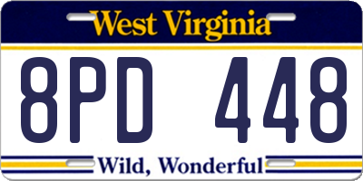 WV license plate 8PD448
