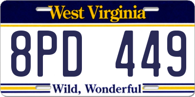 WV license plate 8PD449