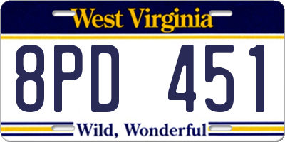 WV license plate 8PD451