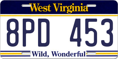 WV license plate 8PD453
