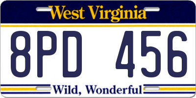 WV license plate 8PD456