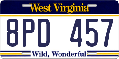 WV license plate 8PD457