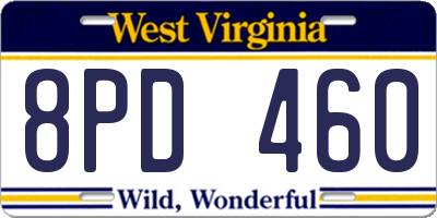 WV license plate 8PD460