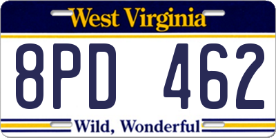 WV license plate 8PD462