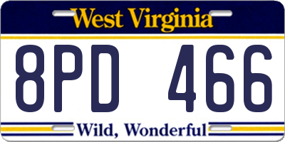 WV license plate 8PD466