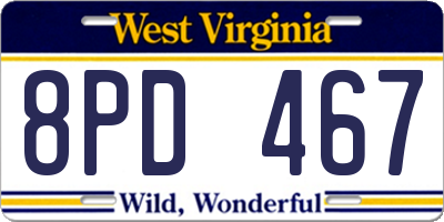 WV license plate 8PD467