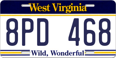 WV license plate 8PD468