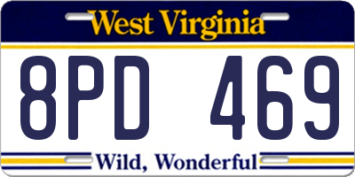 WV license plate 8PD469