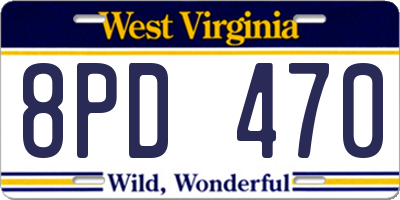WV license plate 8PD470