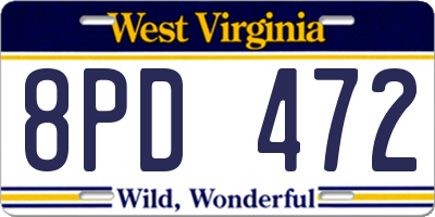 WV license plate 8PD472