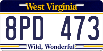 WV license plate 8PD473