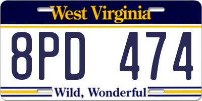 WV license plate 8PD474