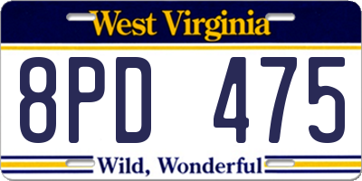 WV license plate 8PD475