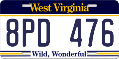 WV license plate 8PD476