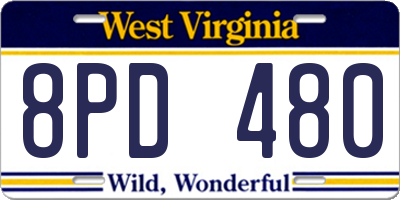 WV license plate 8PD480