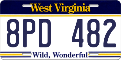 WV license plate 8PD482