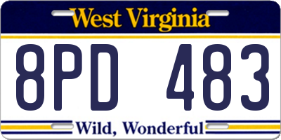 WV license plate 8PD483