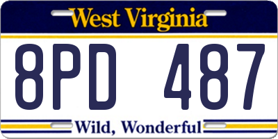 WV license plate 8PD487