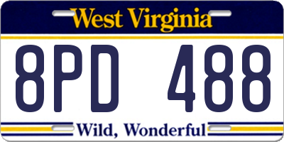 WV license plate 8PD488