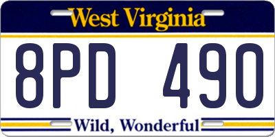 WV license plate 8PD490