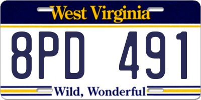 WV license plate 8PD491