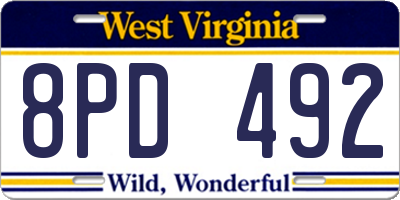 WV license plate 8PD492