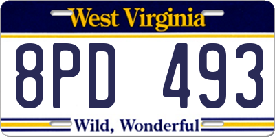 WV license plate 8PD493